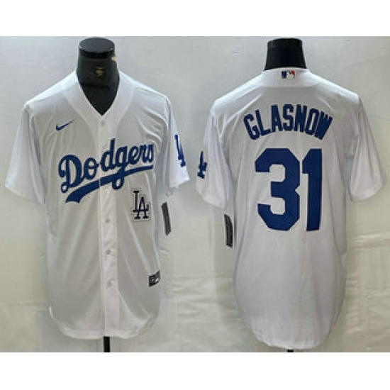 Men's Los Angeles Dodgers #31 Tyler Glasnow White Stitched Cool Base Nike Jersey - Ujersey