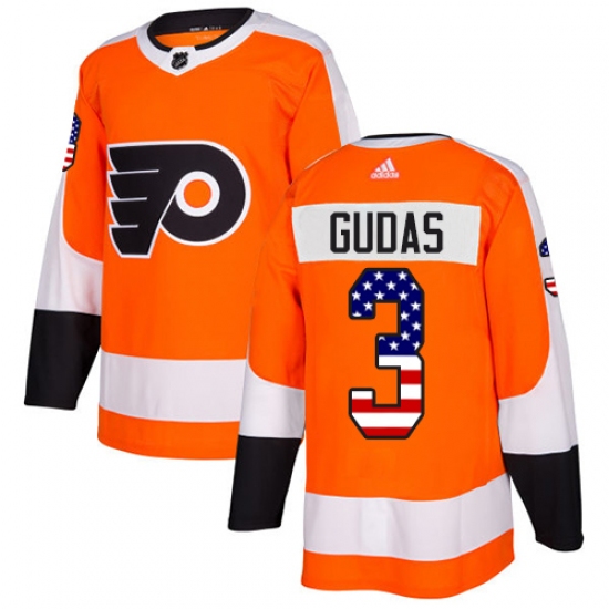 Youth Adidas Philadelphia Flyers #3 Radko Gudas Authentic Orange USA Flag Fashion NHL Jersey - Ujersey