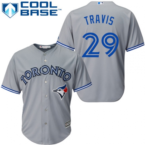 Men's Majestic Toronto Blue Jays #29 Devon Travis Replica Grey Road MLB Jersey - Ujersey
