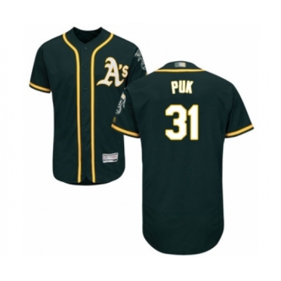 Men's Oakland Athletics #31 A.J. Puk Green Alternate Flex Base Authentic Collection Baseball Player Jersey - Ujersey