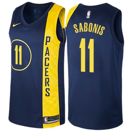 Men's Nike Indiana Pacers #11 Domantas Sabonis Swingman Navy Blue NBA Jersey - City Edition - Ujersey
