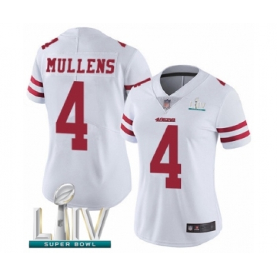 Women's San Francisco 49ers #4 Nick Mullens White Vapor Untouchable Limited Player Super Bowl LIV Bound Football Jersey - Ujersey