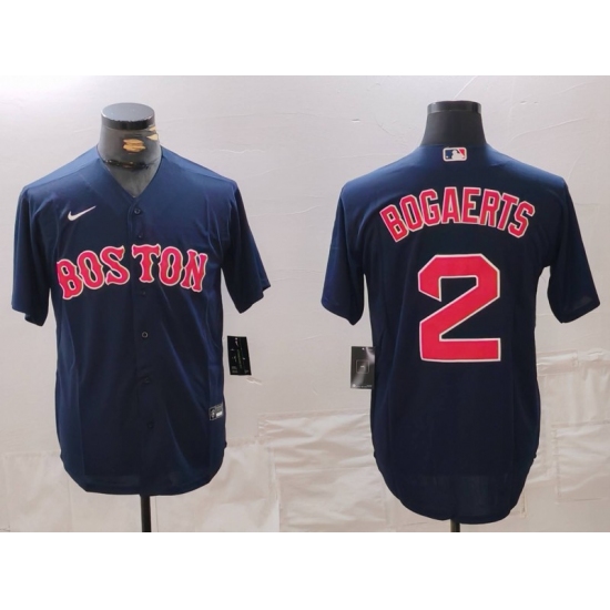 Men's Boston Red Sox #2 Xander Bogaerts Navy Cool Base Stitched Jersey - Ujersey