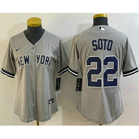 Women's New York Yankees #22 Juan Soto Grey Cool Base Stitched Baseball Jersey - Ujersey