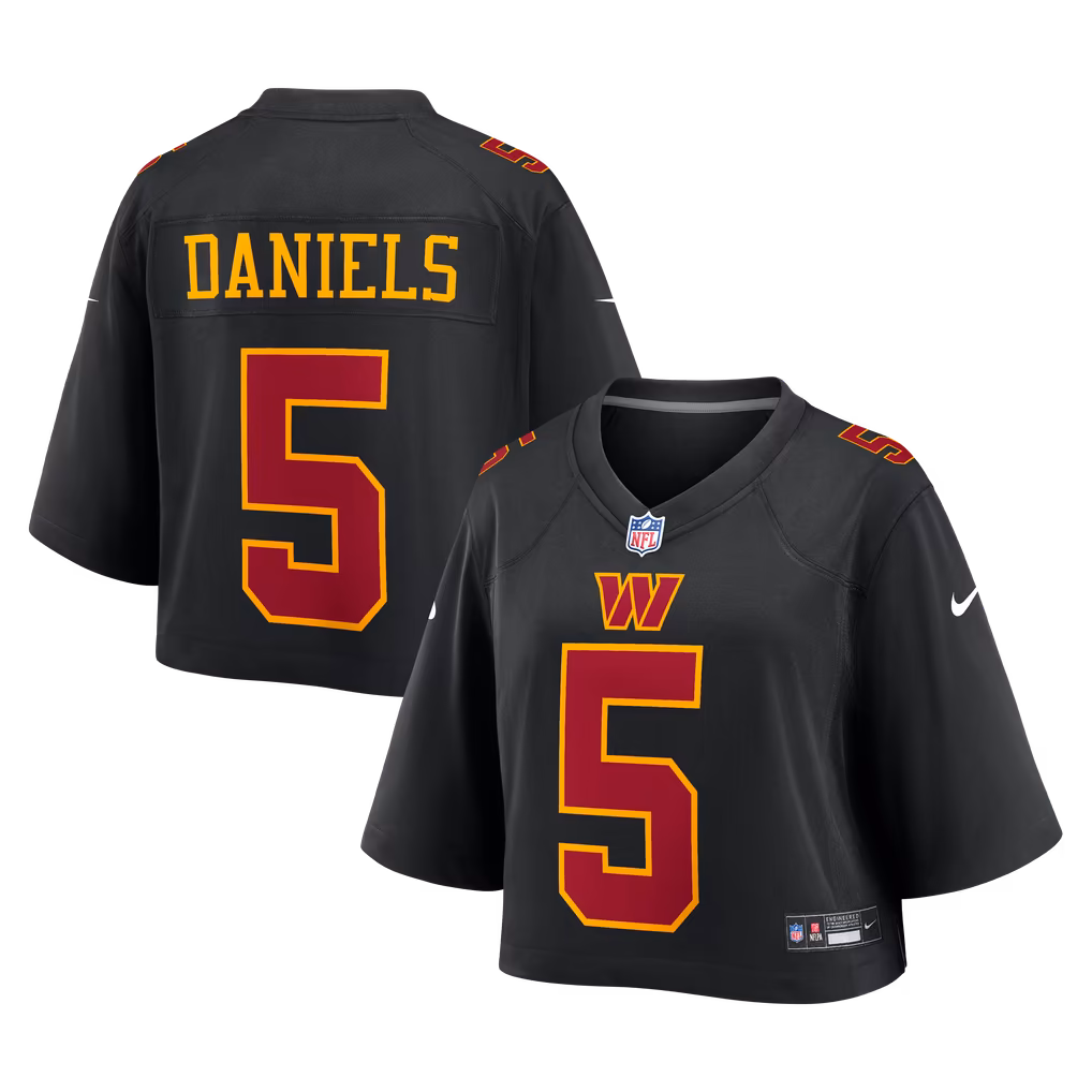Women's Washington Commanders Jayden Daniels Nike Black Cropped Fashion Game Jersey - Ujersey