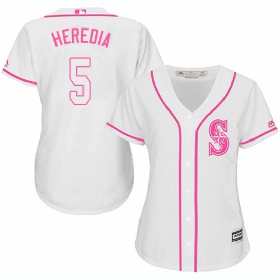 Women's Majestic Seattle Mariners #5 Guillermo Heredia Replica White Fashion Cool Base MLB Jersey - Ujersey