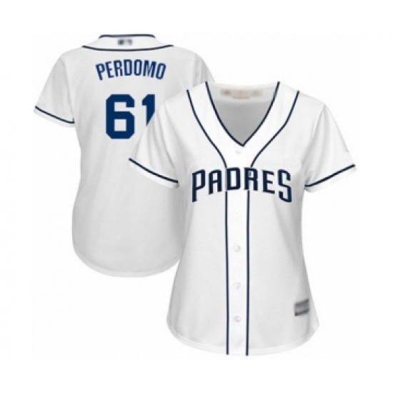 Women's San Diego Padres #61 Luis Perdomo Authentic White Home Cool Base Baseball Player Jersey - Ujersey