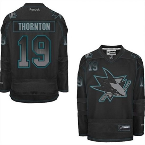 Men's Reebok San Jose Sharks #19 Joe Thornton Premier Black Ice NHL Jersey - Ujersey