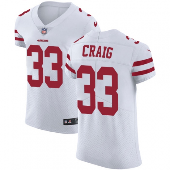 Men's Nike San Francisco 49ers #33 Roger Craig White Vapor Untouchable Elite Player NFL Jersey - Ujersey