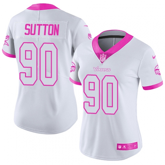 Women's Nike Minnesota Vikings #90 Will Sutton Limited White/Pink Rush Fashion NFL Jersey - Ujersey