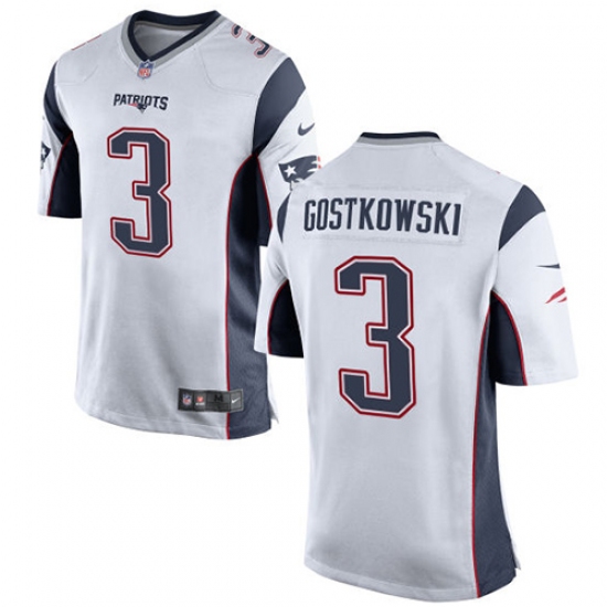 Men's Nike New England Patriots #3 Stephen Gostkowski Game White NFL Jersey - Ujersey