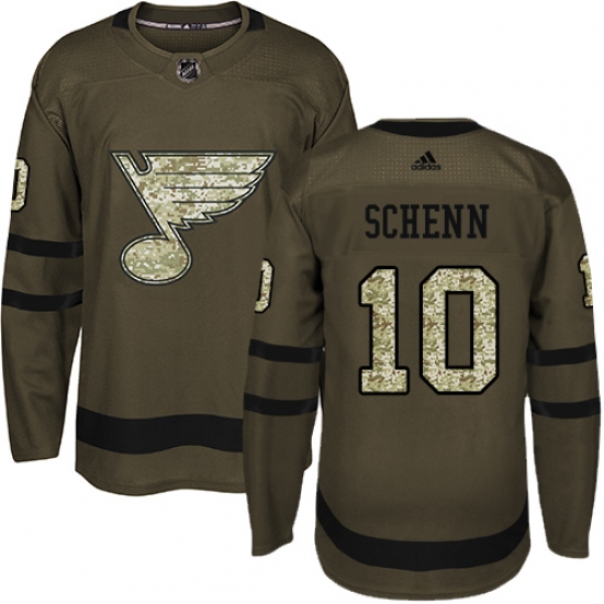 Men's Adidas St. Louis Blues #10 Brayden Schenn Premier Green Salute to Service NHL Jersey - Ujersey