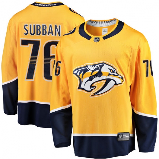 Men's Nashville Predators #76 P.K Subban Fanatics Branded Gold Home Breakaway NHL Jersey - Ujersey