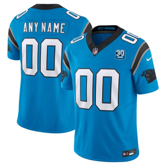 Men's Carolina Panthers Active Player Custom Blue 2024 30th Anniversary Patch F.U.S.E. Vapor Limited Stitched Football Jersey - Ujersey