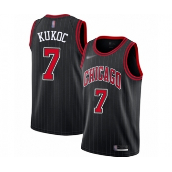 Men's Chicago Bulls #7 Toni Kukoc Authentic Black Finished Basketball Jersey - Statement Edition - Ujersey