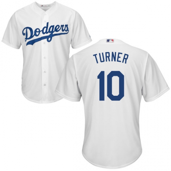 Youth Majestic Los Angeles Dodgers #10 Justin Turner Authentic White Home Cool Base MLB Jersey - Ujersey