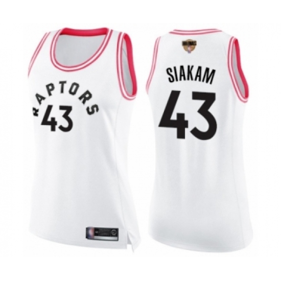 Women's Toronto Raptors #43 Pascal Siakam Swingman White Pink Fashion 2019 Basketball Finals Bound Jersey - Ujersey
