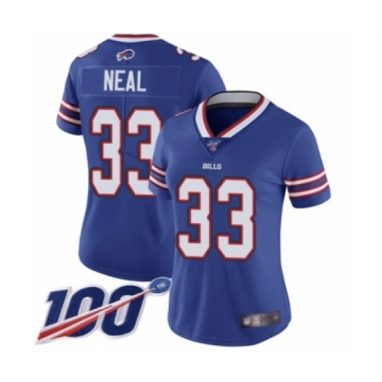 Women's Buffalo Bills #33 Siran Neal Royal Blue Team Color Vapor Untouchable Limited Player 100th Season Football Jersey - Ujersey