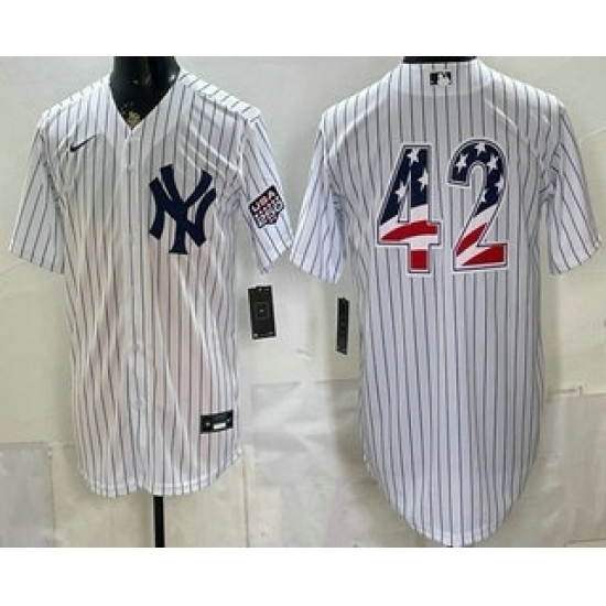 Men's New York Yankees #42 Mariano Rivera White 2026 USA 250 Fourth of July Home Stadium Stitched Jersey - Ujersey