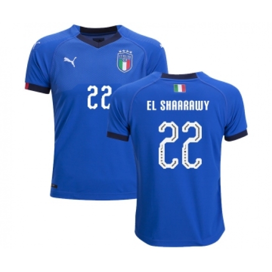 Italy #22 El Shaarawy Home Kid Soccer Country Jersey