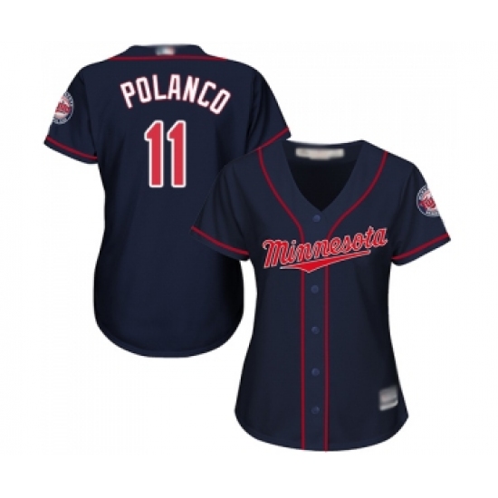 Women's Minnesota Twins #11 Jorge Polanco Replica Navy Blue Alternate Road Cool Base Baseball Jersey - Ujersey
