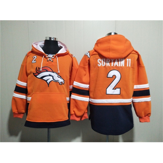 Men's Denver Broncos #2 Pat Surtain II Orange Ageless Must-Have Lace-Up Pullover Hoodie - Ujersey
