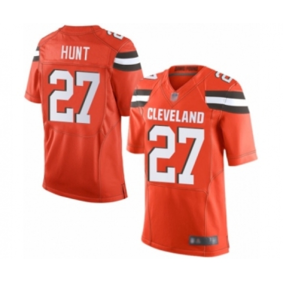 Men's Cleveland Browns #27 Kareem Hunt Elite Orange Alternate Football Jersey - Ujersey
