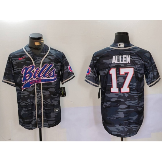 Men's Buffalo Bills #17 Josh Allen Camo Team Cool Base Stitched Baseball Jersey - Ujersey