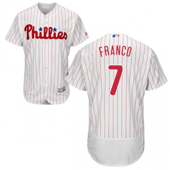 Men's Majestic Philadelphia Phillies #7 Maikel Franco White Home Flex Base Authentic Collection MLB Jersey - Ujersey