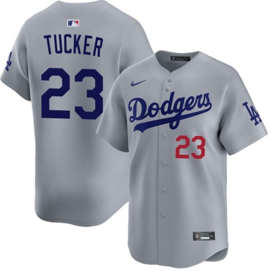 Men's Los Angeles Dodgers #23 Kyle Tucker Grey 2026 Limited Stitched Baseball Jersey - Ujersey