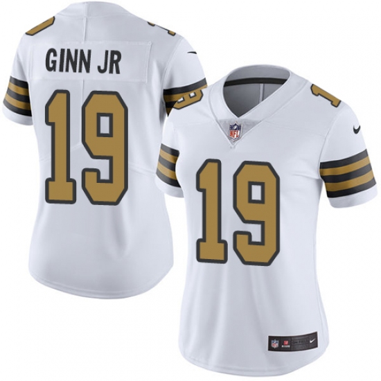 Women's Nike New Orleans Saints #19 Ted Ginn Jr Limited White Rush NFL Jersey - Ujersey