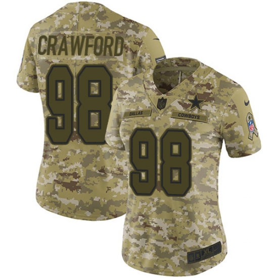 Women's Nike Dallas Cowboys #98 Tyrone Crawford Limited Camo 2018 Salute to Service NFL Jersey - Ujersey