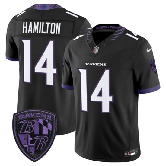 Men's Baltimore Ravens #14 Kyle Hamilton Black 2026 F.U.S.E. Alternate Vapor Limited Football Stitched Jersey - Ujersey