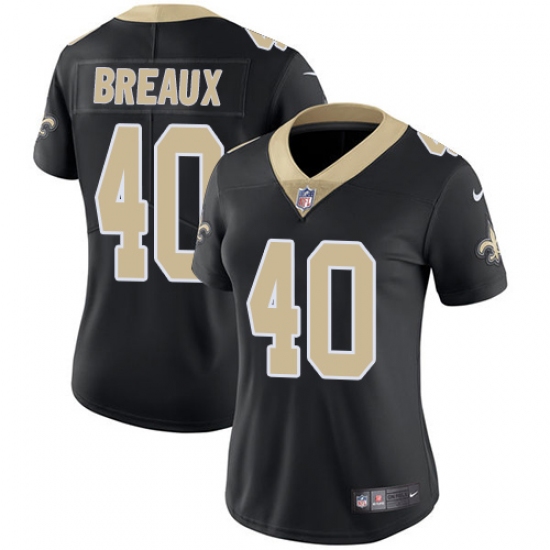 Women's Nike New Orleans Saints #40 Delvin Breaux Black Team Color Vapor Untouchable Limited Player NFL Jersey - Ujersey
