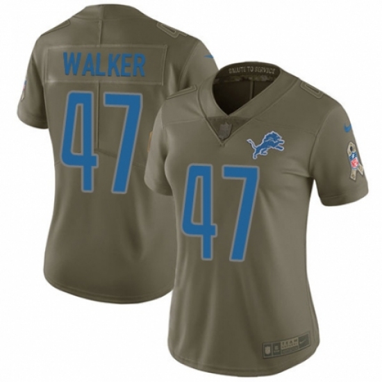 Women's Nike Detroit Lions #47 Tracy Walker Limited Olive 2017 Salute to Service NFL Jersey - Ujersey