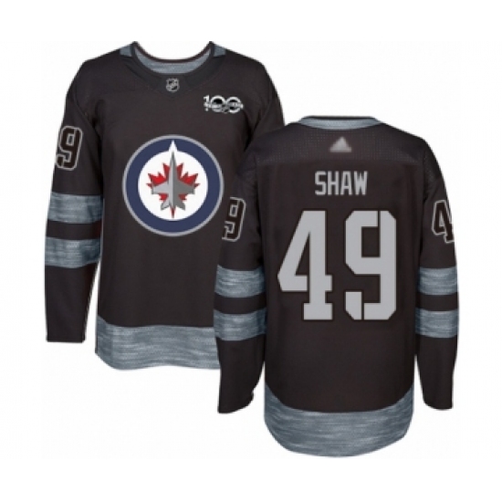 Men's Winnipeg Jets #49 Logan Shaw Authentic Black 1917-2017 100th Anniversary Hockey Jersey - Ujersey