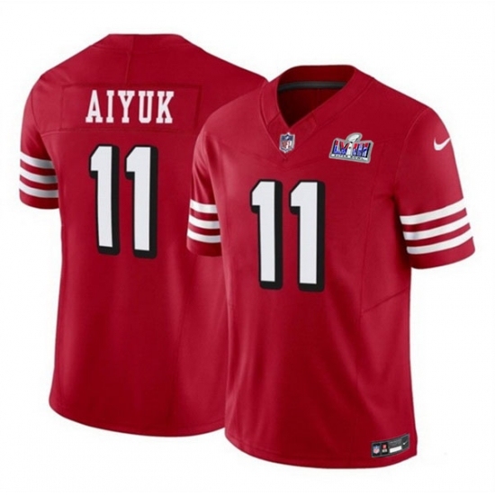 Men's San Francisco 49ers #11 Brandon Aiyuk Red 2023 F U S E Vapor Limited Throwback Stitched Football 2024 Super Bowl LVIII Jersey