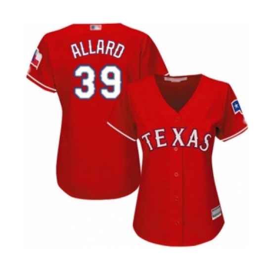 Women's Texas Rangers #39 Kolby Allard Authentic Red Alternate Cool Base Baseball Player Jersey - Ujersey