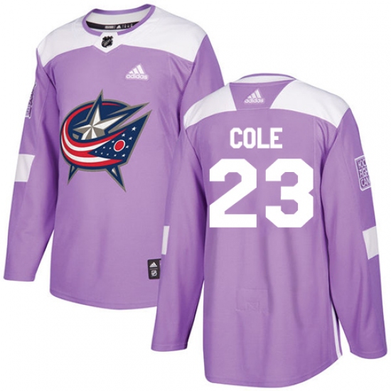 Youth Adidas Columbus Blue Jackets #23 Ian Cole Authentic Purple Fights Cancer Practice NHL Jersey - Ujersey