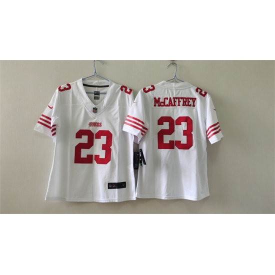 Women's San Francisco 49ers #23 Christian McCaffrey White Football Stitched Jersey(Run Small) - Ujersey