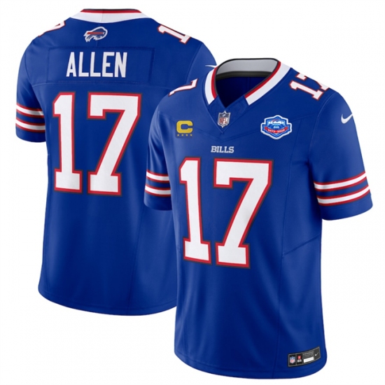 Men's Buffalo Bills #17 Josh Allen Blue 2025 F.U.S.E. With Farewell And 4-Star C Vapor Untouchable Limited Football Stitched Jersey - Ujersey