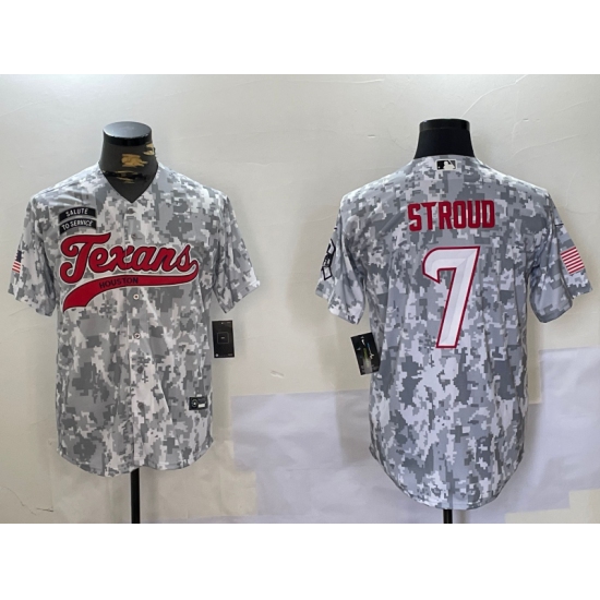 Men's Houston Texans #7 CJ Stroud Arctic Camo 2024 Salute to Service Stitched Baseball Jersey - Ujersey