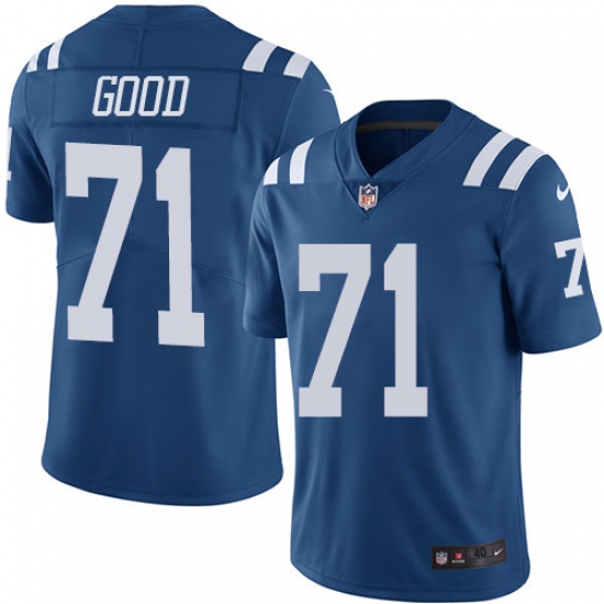 Men's Nike Indianapolis Colts #71 Denzelle Good Elite Royal Blue Rush Vapor Untouchable NFL Jersey - Ujersey