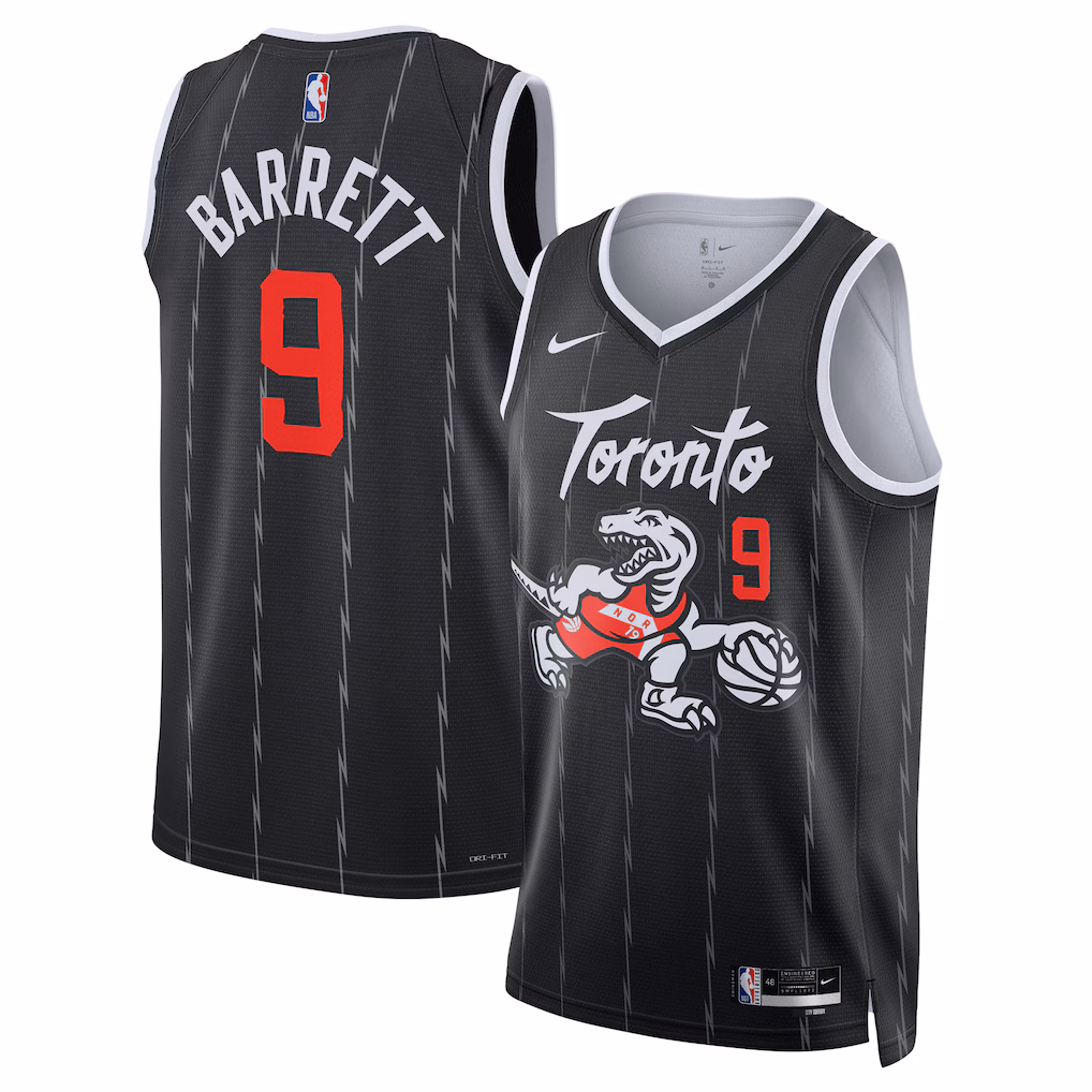 Unisex Toronto Raptors RJ Barrett Nike Black 2025/26 Swingman Jersey - City Edition - Ujersey