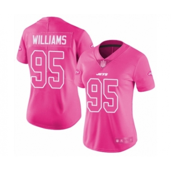 Women's New York Jets #95 Quinnen Williams Limited Pink Rush Fashion Football Jersey - Ujersey