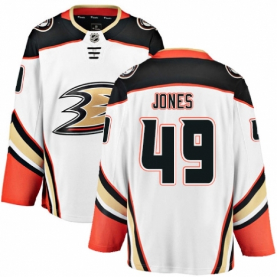 Men's Anaheim Ducks #49 Max Jones Authentic White Away Fanatics Branded Breakaway NHL Jersey - Ujersey