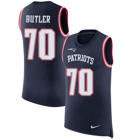 Men's Nike New England Patriots #70 Adam Butler Navy Blue Rush Player Name & Number Tank Top NFL Jersey - Ujersey