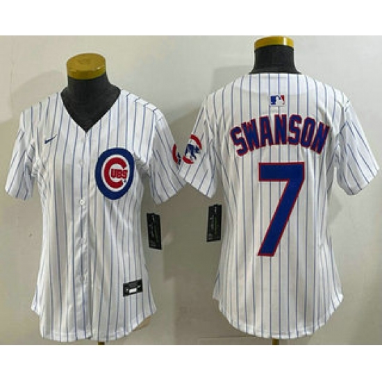 Women's Chicago Cubs #7 Dansby Swanson White Limited Stitched Jersey - Ujersey
