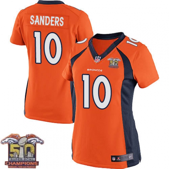 Women's Nike Denver Broncos #10 Emmanuel Sanders Elite Orange Team Color Super Bowl 50 Champions NFL Jersey - Ujersey