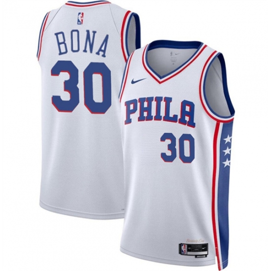 Men's Philadelphia 76ers #30 Adam Bona White 2024 Draft Association Edition Basketball Stitched Jersey - Ujersey